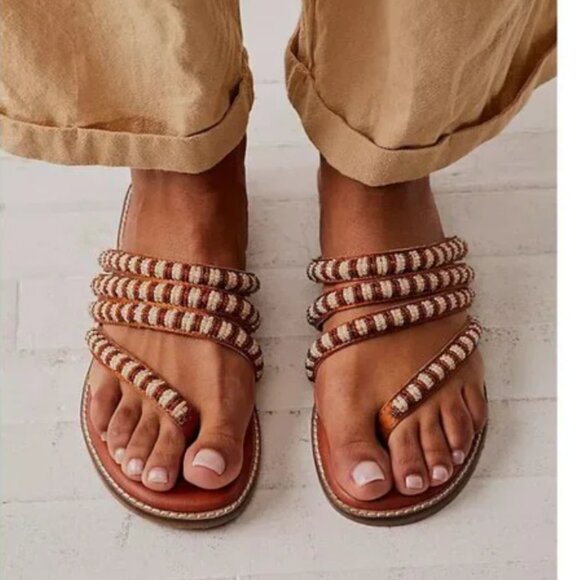 Free People Shoes - Free People Beatrice beaded flat sandal, 37.5, like new